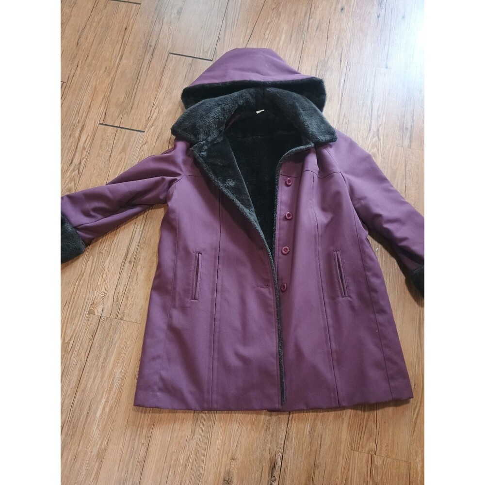 ILGWU Union Made Trench Faux Fur Coat Women’s 18.5 Made in USA VTG